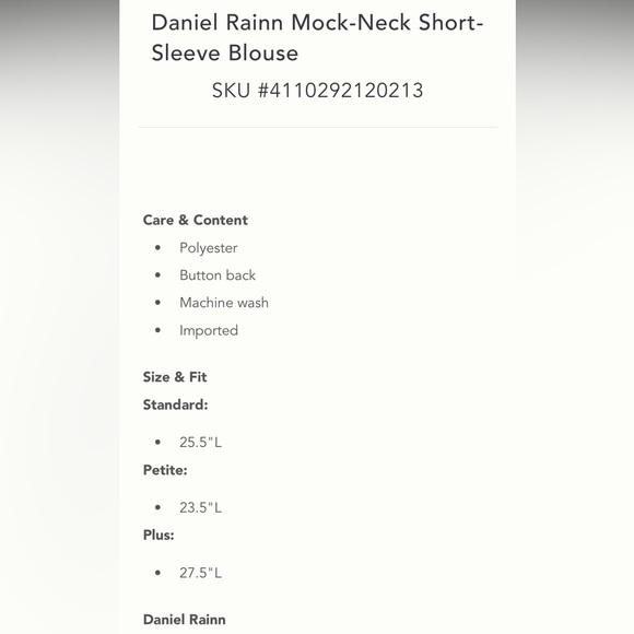 Anthropologie NWT Daniel Rainn Mock-Neck Short-Sleeve Blouse Size M. - Picture 9 of 15